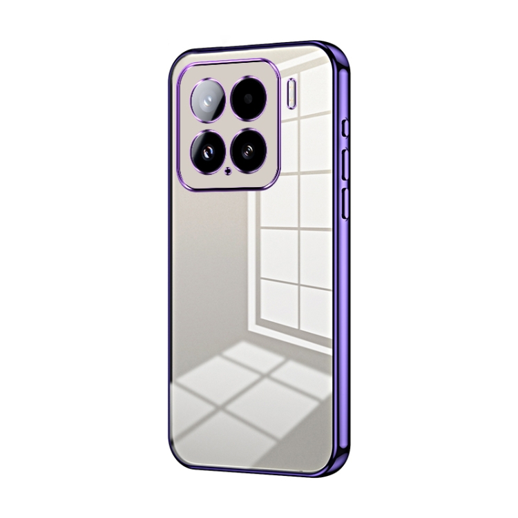 

For Xiaomi 15 Transparent Plating Fine Hole Phone Case(Purple)