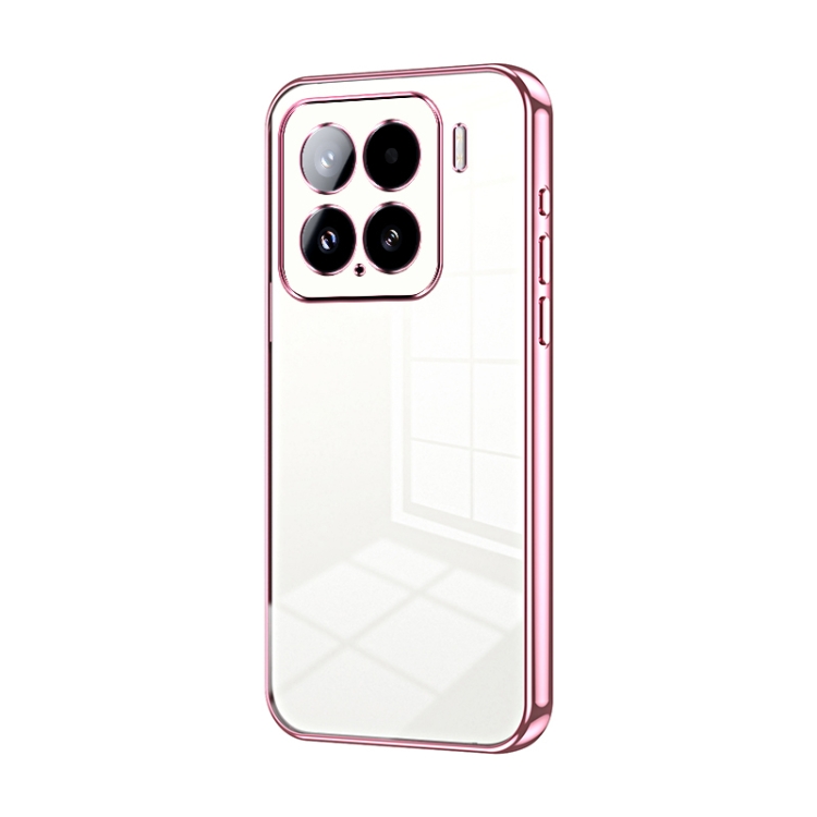 

For Xiaomi 15 Transparent Plating Fine Hole Phone Case(Pink)