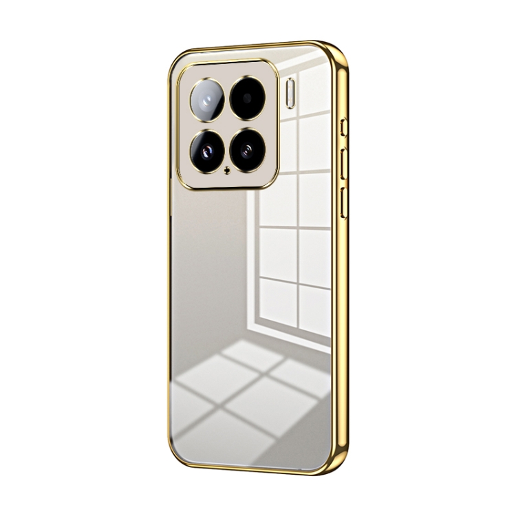 

For Xiaomi 15 Transparent Plating Fine Hole Phone Case(Gold)
