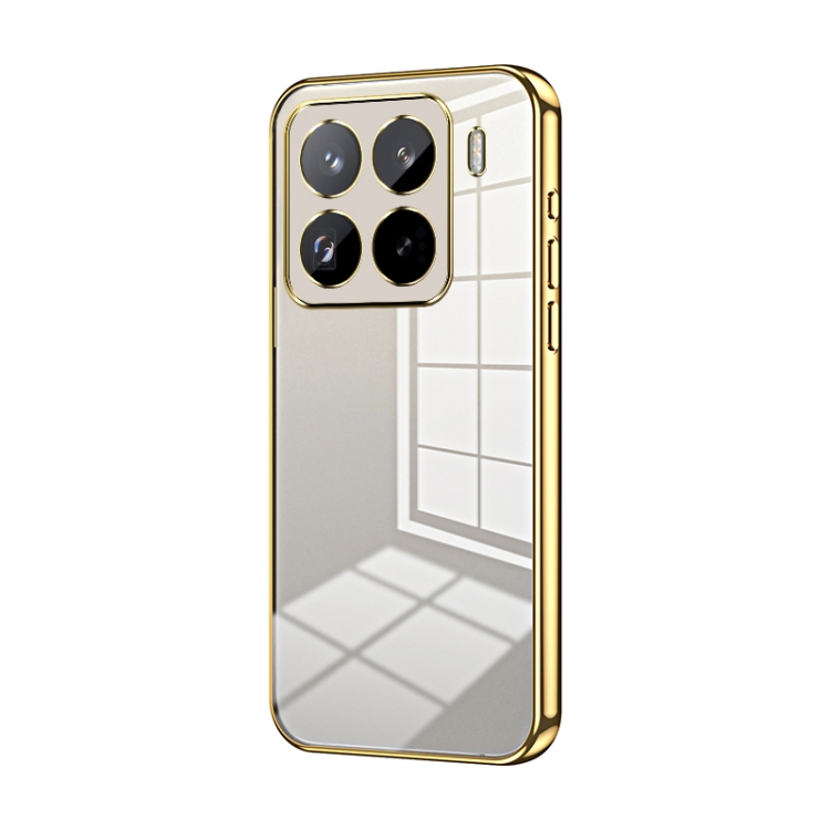 

For Xiaomi 15 Pro Transparent Plating Fine Hole Phone Case(Gold)