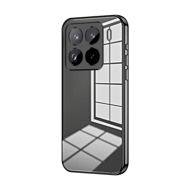 

For Xiaomi 15 Pro Transparent Plating Fine Hole Phone Case(Black)