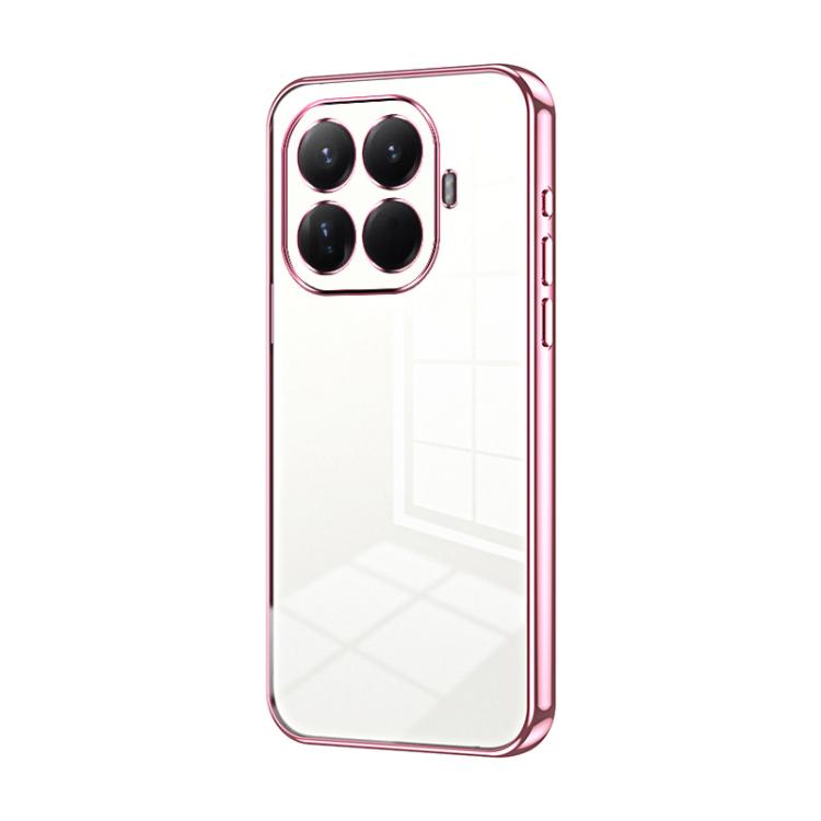 

For Xiaomi 15T Pro Transparent Plating Fine Hole Phone Case(Pink)