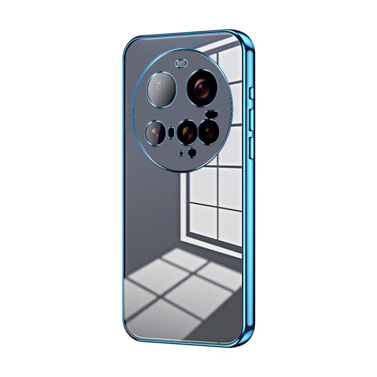 

For Xiaomi 15 Ultra Transparent Plating Fine Hole Phone Case(Blue)