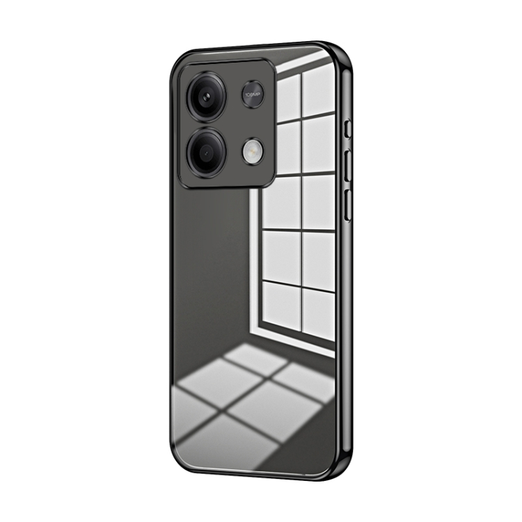 

For Xiaomi Redmi Note 13 5G Transparent Plating Fine Hole Phone Case(Black)