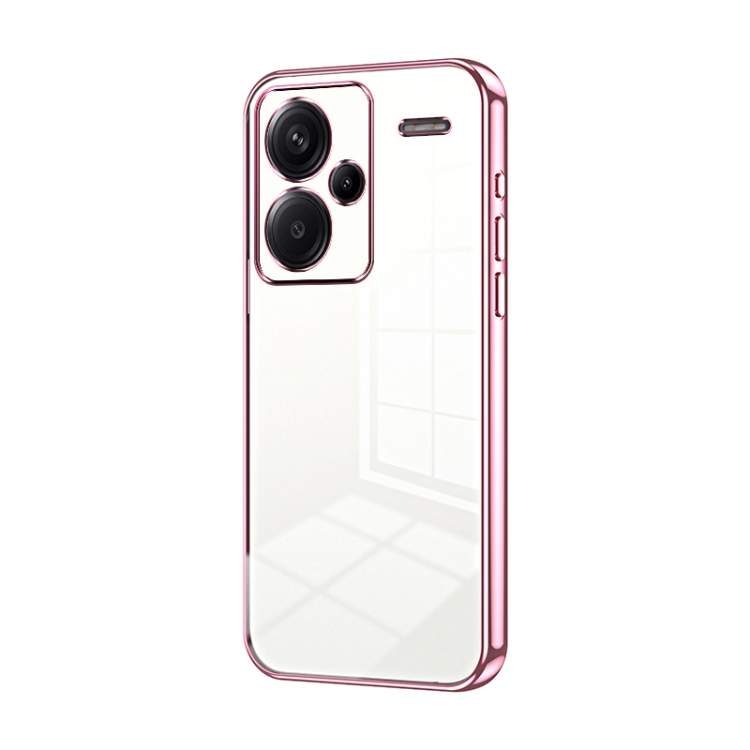 

For Xiaomi Redmi Note 13 Pro+ Transparent Plating Fine Hole Phone Case(Pink)
