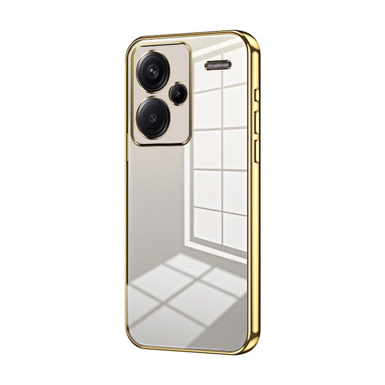 

For Xiaomi Redmi Note 13 Pro+ Transparent Plating Fine Hole Phone Case(Gold)