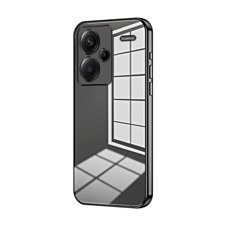 

For Xiaomi Redmi Note 13 Pro+ Transparent Plating Fine Hole Phone Case(Black)
