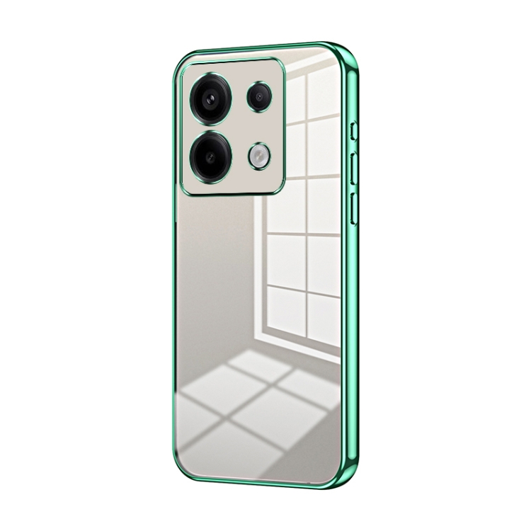 

For Xiaomi Redmi Note 13 Pro Transparent Plating Fine Hole Phone Case(Green)