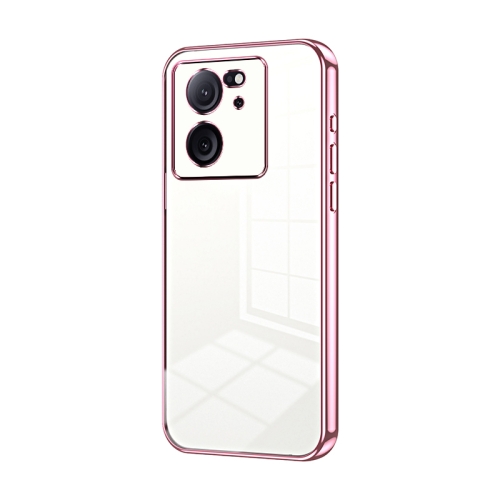 

For Xiaomi Redmi K60 Ultra / Xiaomi 13T Transparent Plating Fine Hole Phone Case(Pink)