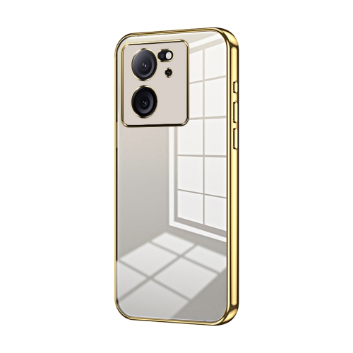 

For Xiaomi Redmi K60 Ultra / Xiaomi 13T Transparent Plating Fine Hole Phone Case(Gold)