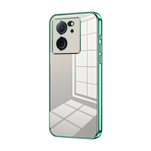 

For Xiaomi Redmi K60 Ultra / Xiaomi 13T Transparent Plating Fine Hole Phone Case(Green)