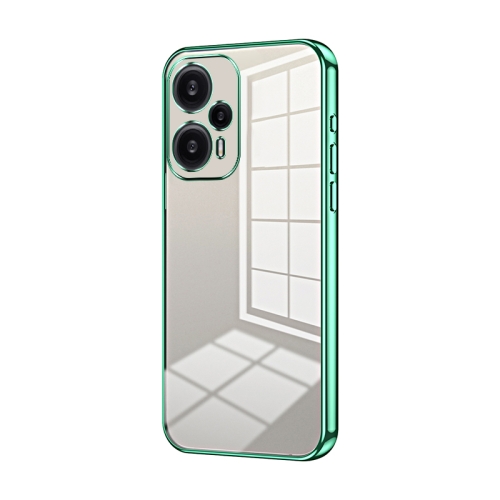 

For Xiaomi Redmi Note 12 Turbo/Poco F5 Transparent Plating Fine Hole Phone Case(Green)
