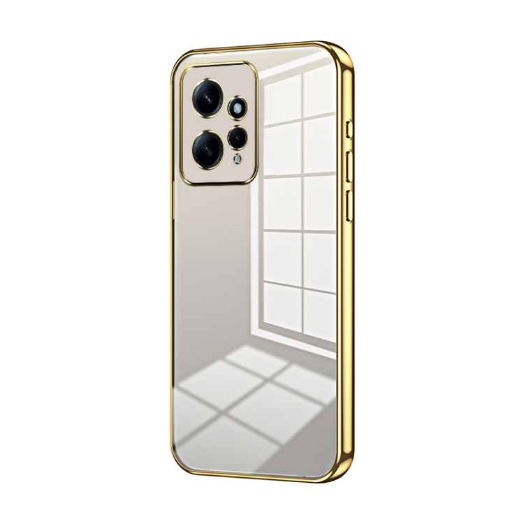 

For Xiaomi Redmi Note 12 4G Transparent Plating Fine Hole Phone Case(Gold)