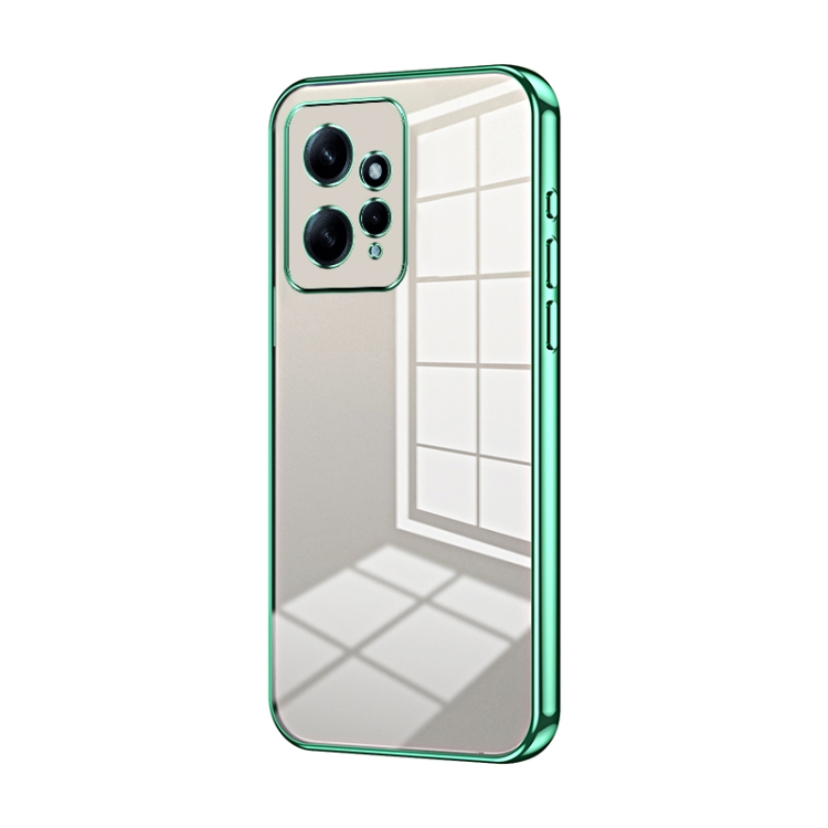 

For Xiaomi Redmi Note 12 4G Transparent Plating Fine Hole Phone Case(Green)