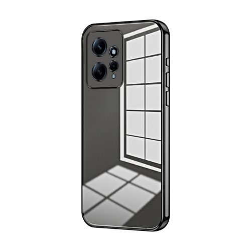 

For Xiaomi Redmi Note 12 4G Transparent Plating Fine Hole Phone Case(Black)