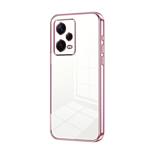 

For Xiaomi Redmi Note 12 Pro+ Transparent Plating Fine Hole Phone Case(Pink)