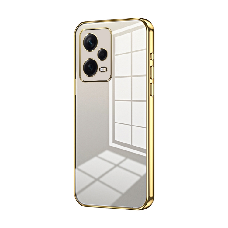

For Xiaomi Redmi Note 12 Pro+ Transparent Plating Fine Hole Phone Case(Gold)