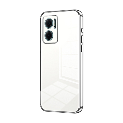 

For Xiaomi Redmi Note 11E / Redmi 10 5G Transparent Plating Fine Hole Phone Case(Silver)