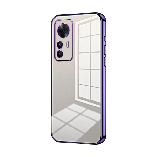 

For Xiaomi Redmi K50 Ultra / Xiaomi 12T Transparent Plating Fine Hole Phone Case(Purple)