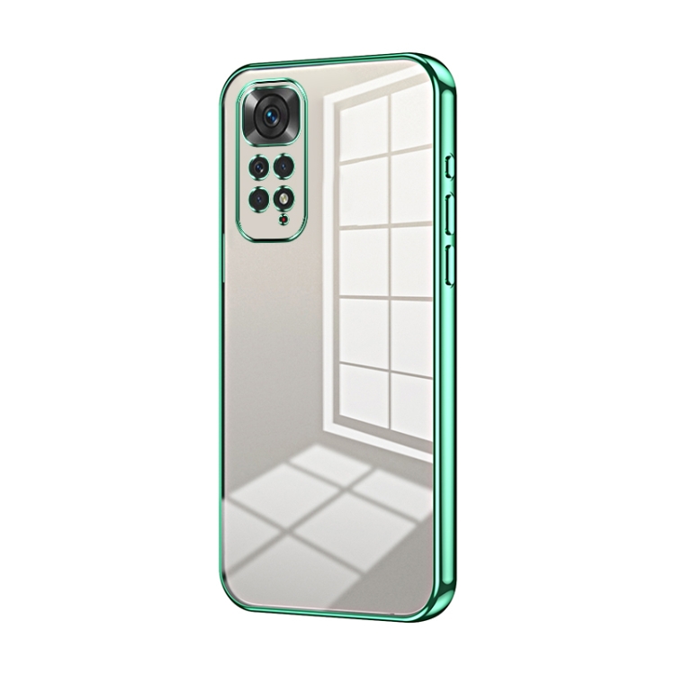 

For Xiaomi Redmi Note 11 Global / Note 11S Transparent Plating Fine Hole Phone Case(Green)