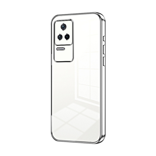 

For Xiaomi Redmi K40S / Poco F4 Transparent Plating Fine Hole Phone Case(Silver)