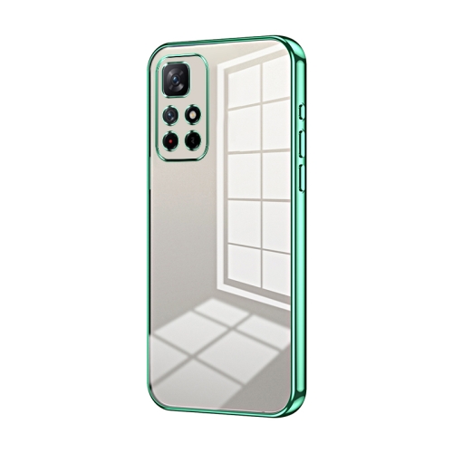 

For Xiaomi Redmi Note 11T 5G/Note 11S 5G Transparent Plating Fine Hole Phone Case(Green)