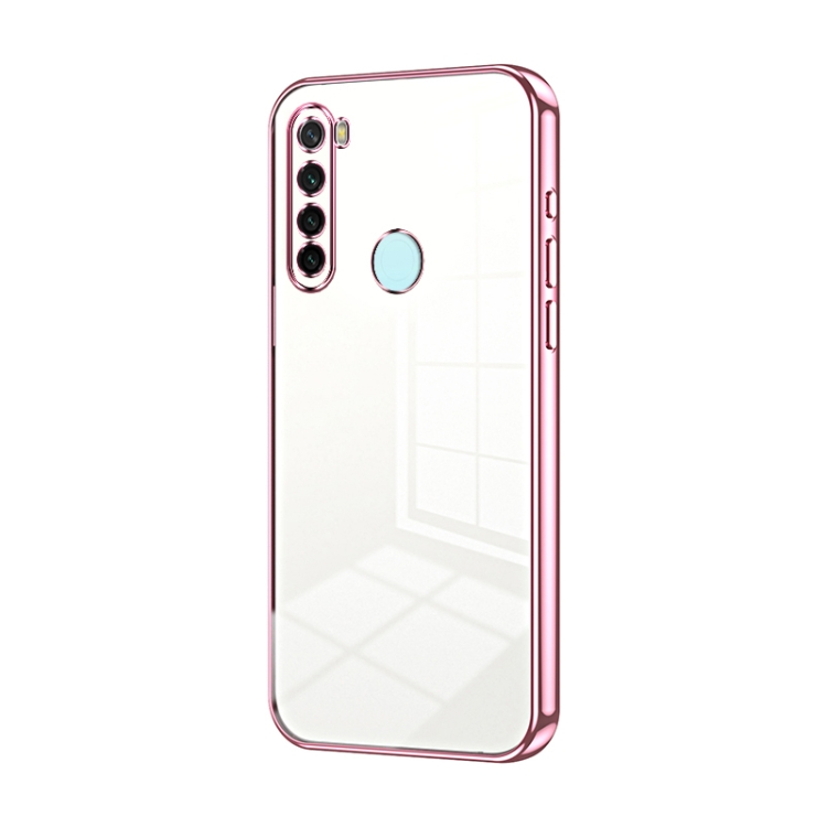 

For Xiaomi Redmi Note 8 / Note 8 2021 Transparent Plating Fine Hole Phone Case(Pink)