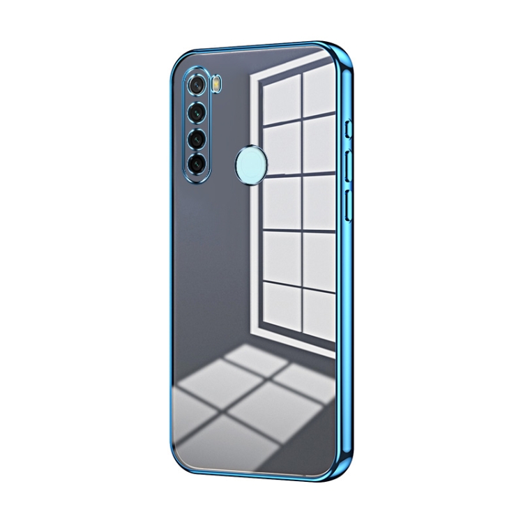

For Xiaomi Redmi Note 8 / Note 8 2021 Transparent Plating Fine Hole Phone Case(Blue)