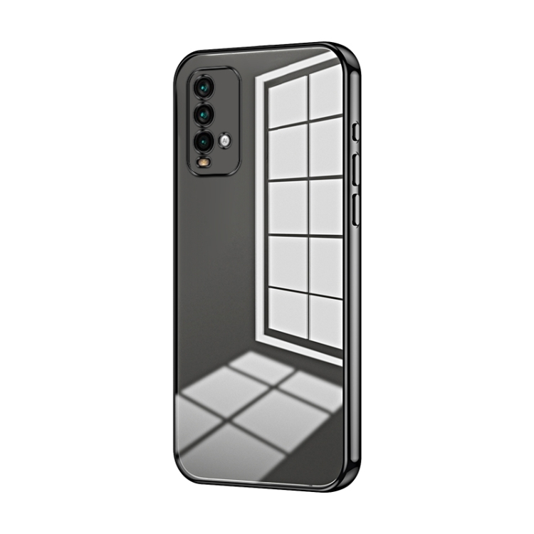 

For Xiaomi Redmi Note 9 4G Transparent Plating Fine Hole Phone Case(Black)