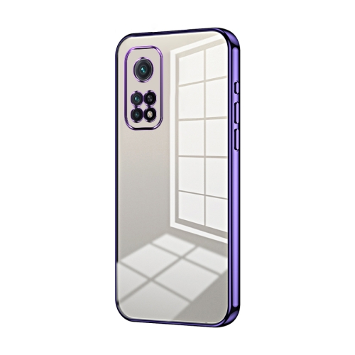 

For Xiaomi Redmi K30S / Mi 10T Pro 5G Transparent Plating Fine Hole Phone Case(Purple)