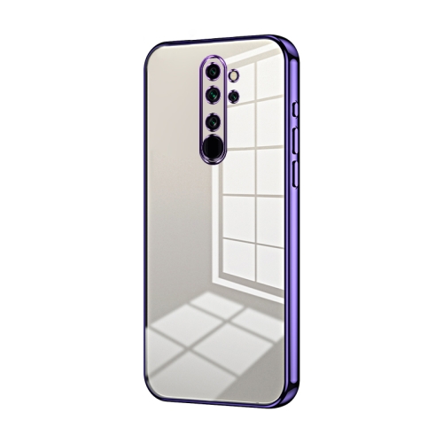 

For Xiaomi Redmi Note 8 Pro Transparent Plating Fine Hole Phone Case(Purple)