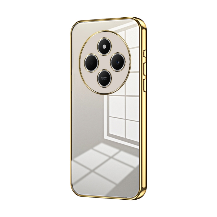 

For Xiaomi Redmi 14R Transparent Plating Fine Hole Phone Case(Gold)