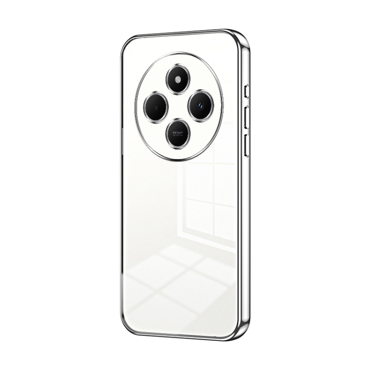 For Xiaomi Redmi 14R Transparent Plating Fine Hole Phone Case(Silver)