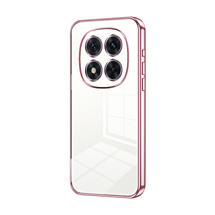 

For Xiaomi Redmi Note 14 Pro 5G Transparent Plating Fine Hole Phone Case(Pink)