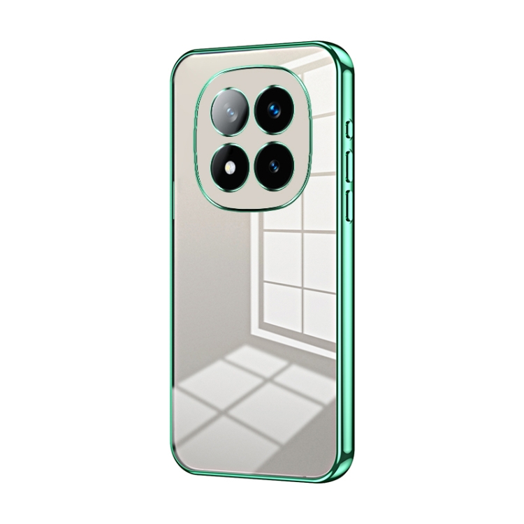 

For Xiaomi Redmi Note 14 Pro+ 5G Transparent Plating Fine Hole Phone Case(Green)