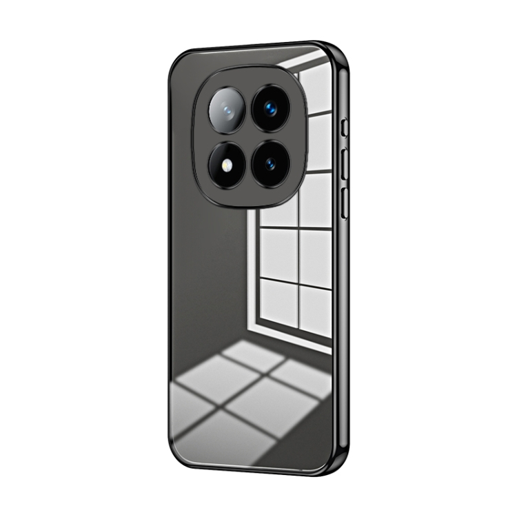 

For Xiaomi Redmi Note 14 Pro+ 5G Transparent Plating Fine Hole Phone Case(Black)