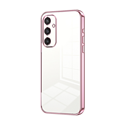 

For Samsung Galaxy S24+ 5G Transparent Plating Fine Hole Phone Case(Pink)