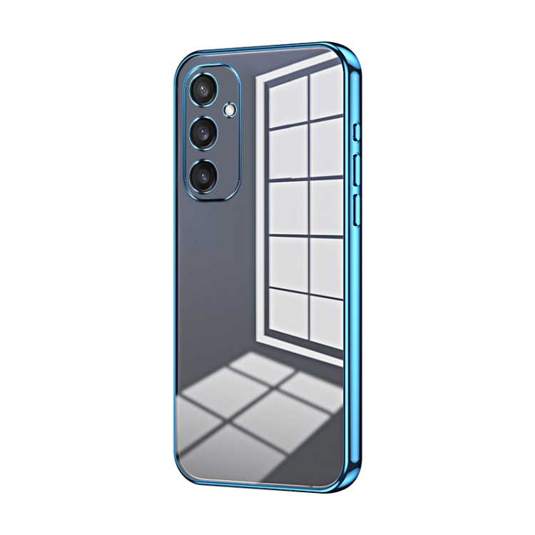 

For Samsung Galaxy S24 5G Transparent Plating Fine Hole Phone Case(Blue)