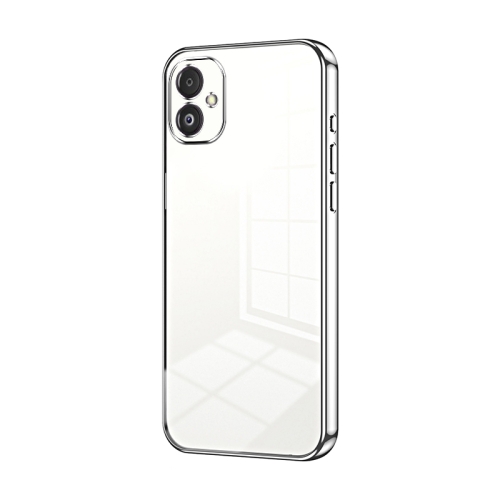 

For Samsung Galaxy F14 5G Transparent Plating Fine Hole Phone Case(Silver)