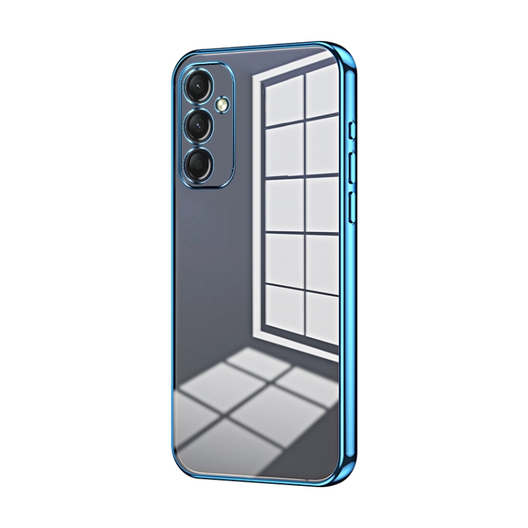 

For Samsung Galaxy A24 4G Transparent Plating Fine Hole Phone Case(Blue)