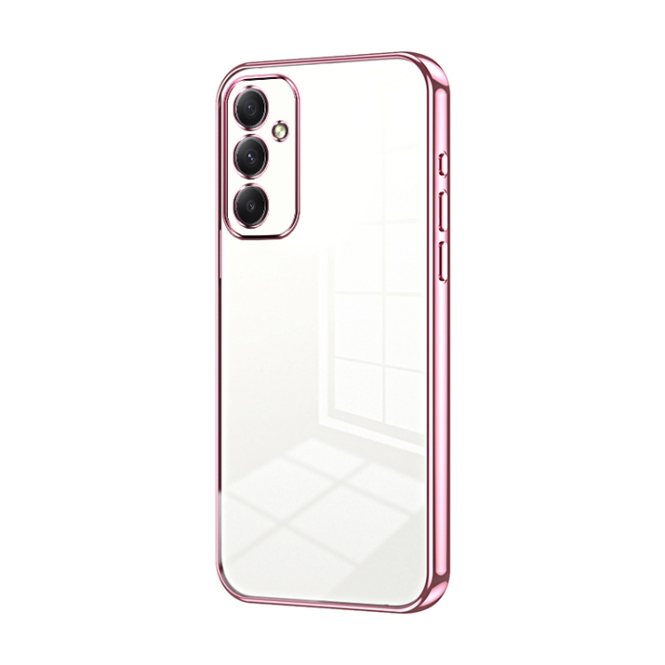 

For Samsung Galaxy A34 5G Transparent Plating Fine Hole Phone Case(Pink)