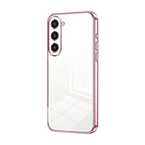 

For Samsung Galaxy S23+ 5G Transparent Plating Fine Hole Phone Case(Pink)