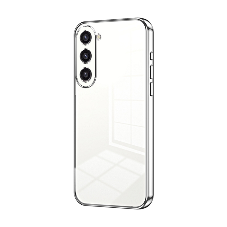 

For Samsung Galaxy S23+ 5G Transparent Plating Fine Hole Phone Case(Silver)