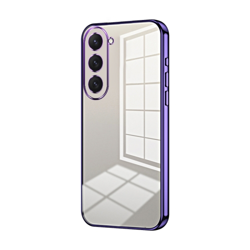 

For Samsung Galaxy S23 5G Transparent Plating Fine Hole Phone Case(Purple)