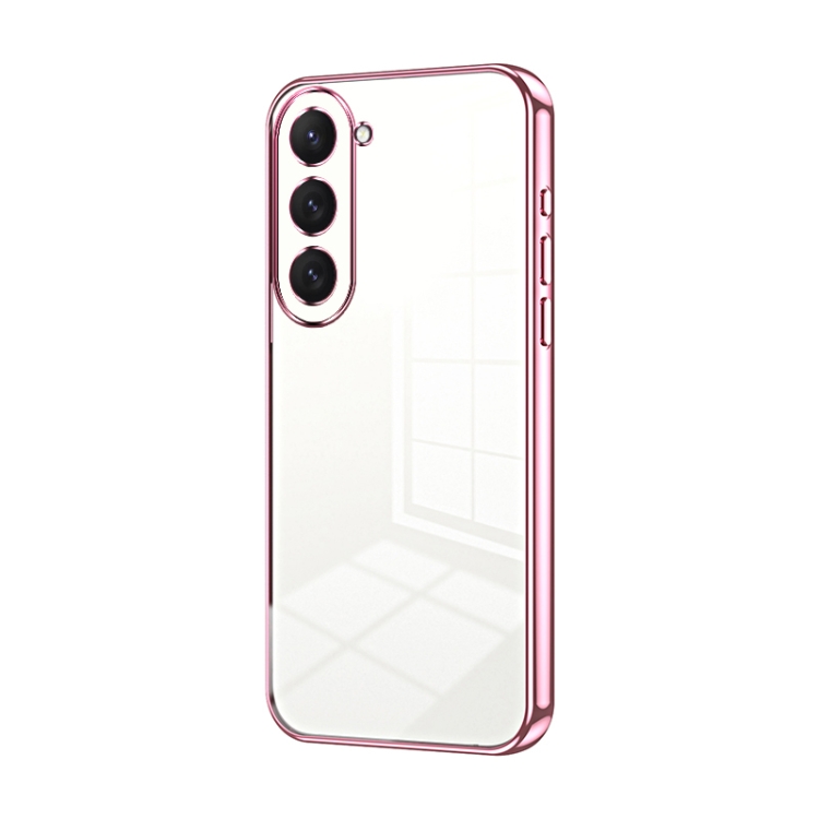 

For Samsung Galaxy S23 5G Transparent Plating Fine Hole Phone Case(Pink)