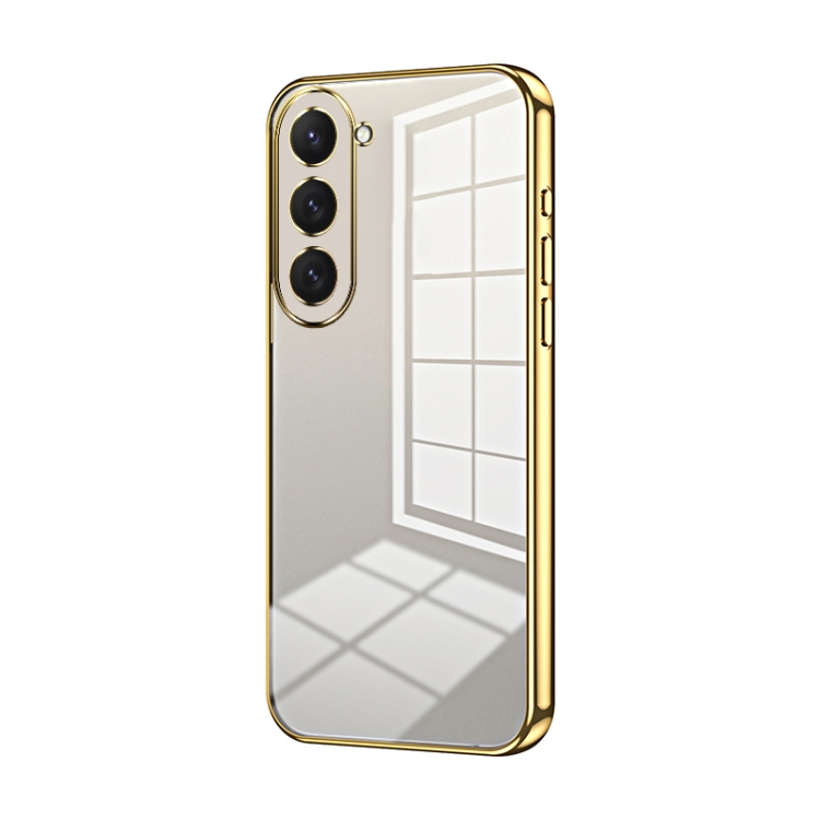 

For Samsung Galaxy S23 5G Transparent Plating Fine Hole Phone Case(Gold)