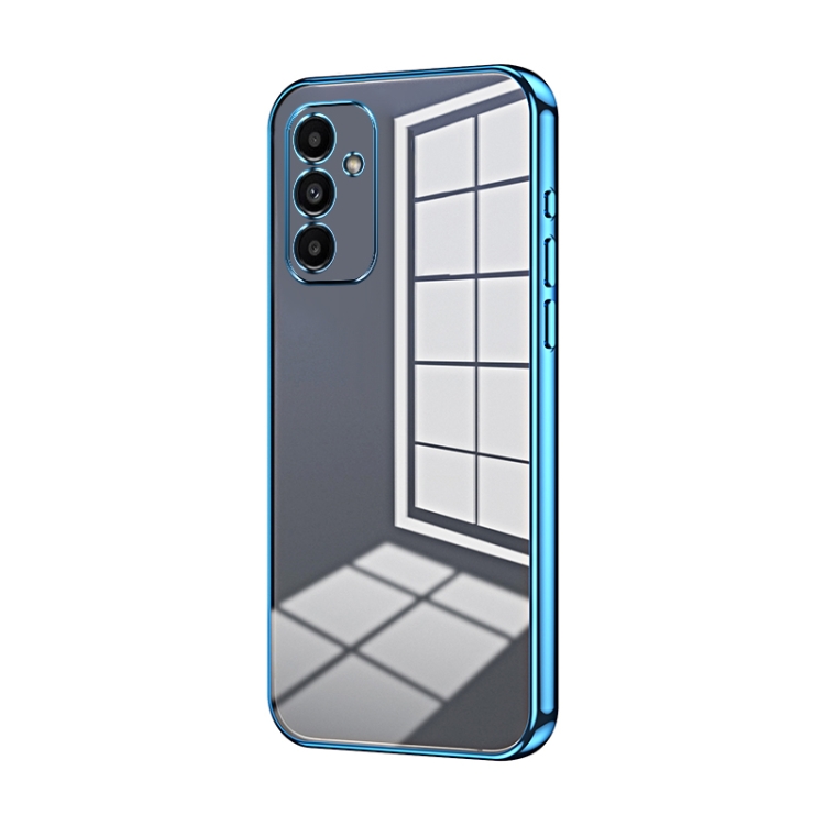

For Samsung Galaxy A14 5G Transparent Plating Fine Hole Phone Case(Blue)