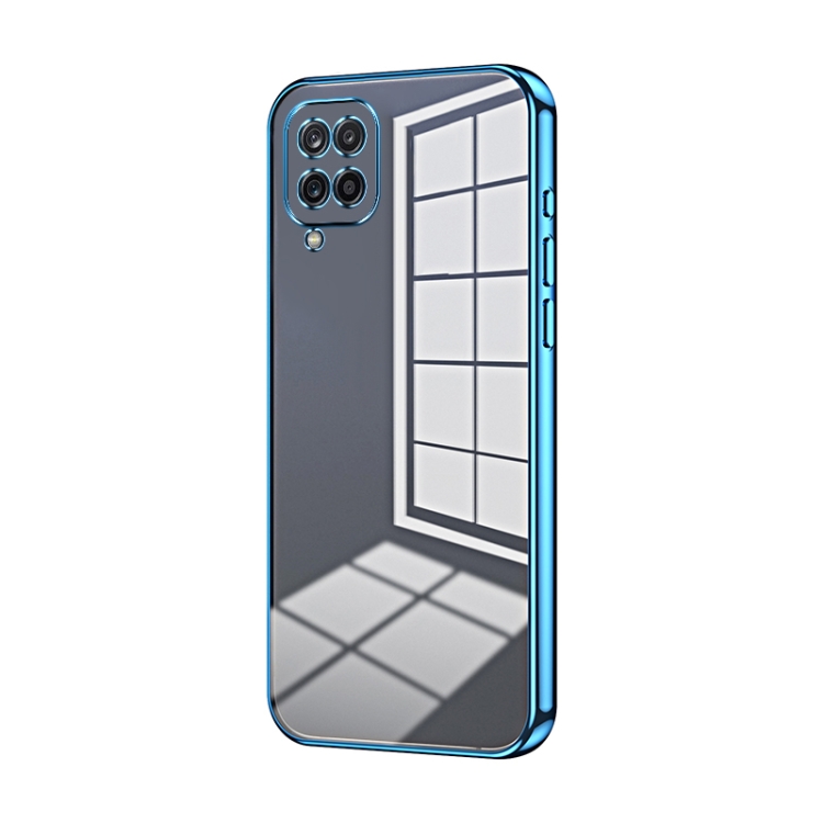 

For Samsung Galaxy A12 4G / 5G Transparent Plating Fine Hole Phone Case(Blue)