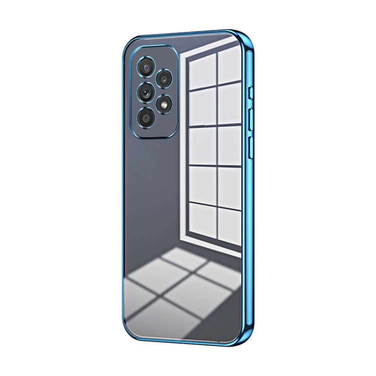 

For Samsung Galaxy A33 5G Transparent Plating Fine Hole Phone Case(Blue)