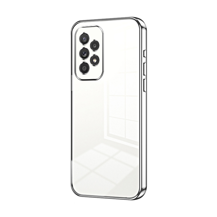 

For Samsung Galaxy A33 5G Transparent Plating Fine Hole Phone Case(Silver)